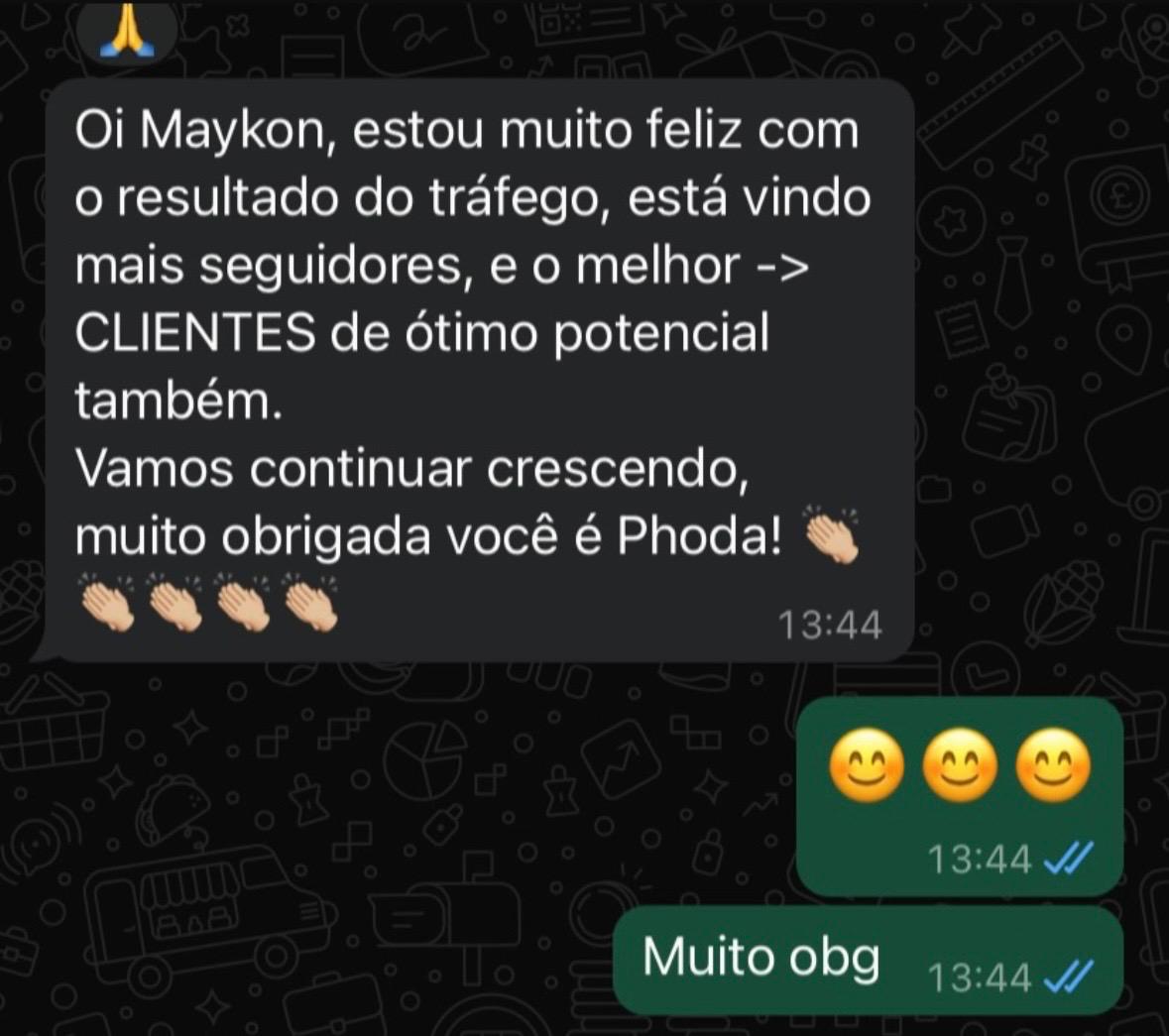Conversa de WhatsApp sobre fechamento de vendas